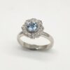 Diamond Aquamarine Flower Ring (White Gold)