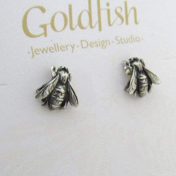 Sterling-Silver-Bee-Earrings-studs-Goldfish-Jewellery-Design-Studio