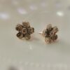 Small Almond Flower Stud Earrings (Yellow Gold)